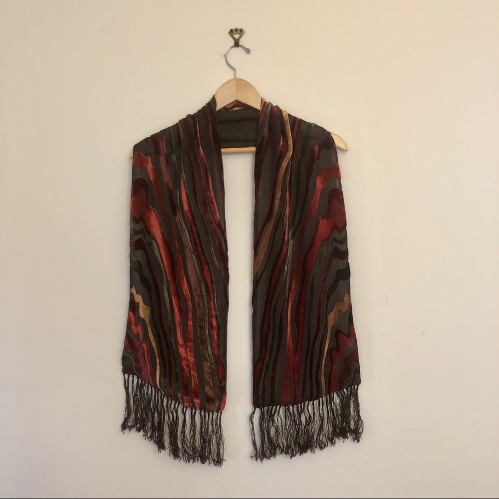 Unique red, yellow, brown scarf